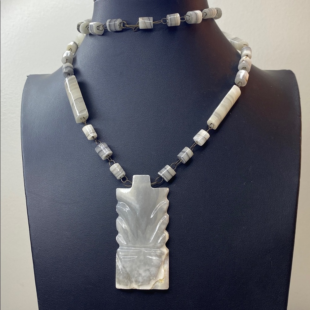Mexican Grey Agate Statement Necklace - Picture 3 of 7